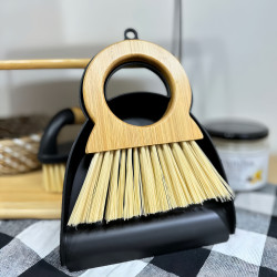 Plastic Dustpan With Wooden Brush